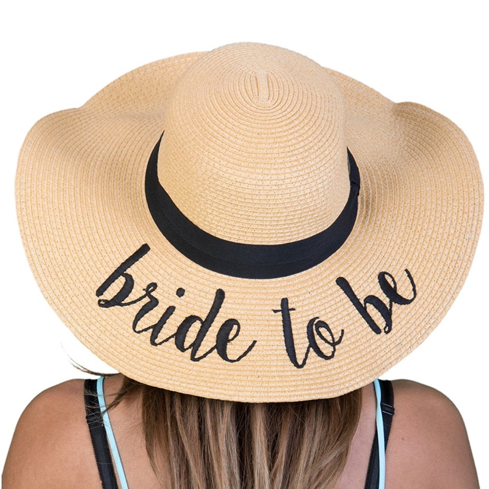 Bride to be floppy half beach hat straw hat new - Picture 1 of 3